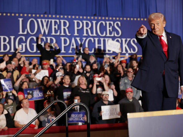 U.S. President Donald Trump enters to deliver remarks during an event at Mount Airy Casino