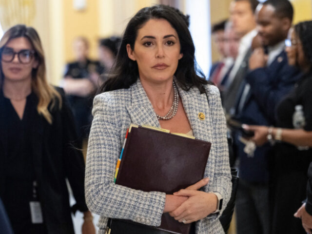 US Representative Anna Paulina Luna, Republican of Florida, walks past members of the pres