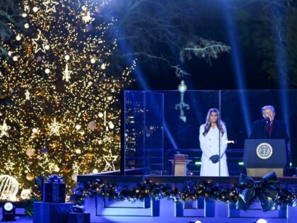 US President Donald Trump and First Lady Melania Trump attend the National Christmas Tree