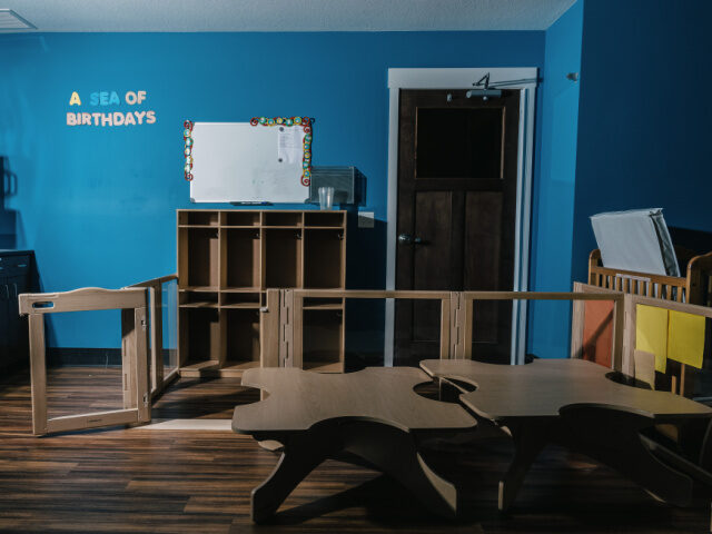 An empty classroom at the Discover Magical Moments childcare facility in Rochester, Minnes