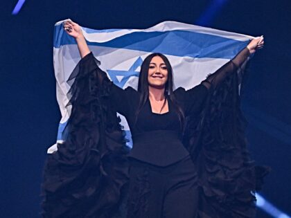 Israeli singer Yuval Raphael representing Israel with the song "New Day Will Rise" parades