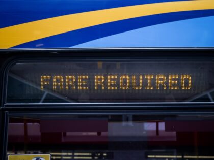 free buses queried A "Fare Required" sign on an MTA bus in New York, US, on Thursday, Nov. 6, 2025. New York