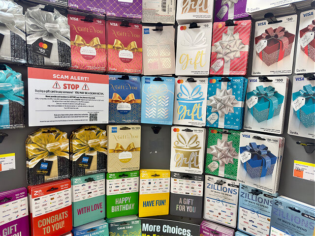 Display of gift cards for sale, Duane Reade by Walgreens, New York City, New York, USA. (P