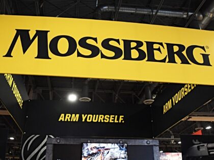 LAS VEGAS, NV - JANUARY 23: A Mossberg logo is displayed at the company's booth at the 201