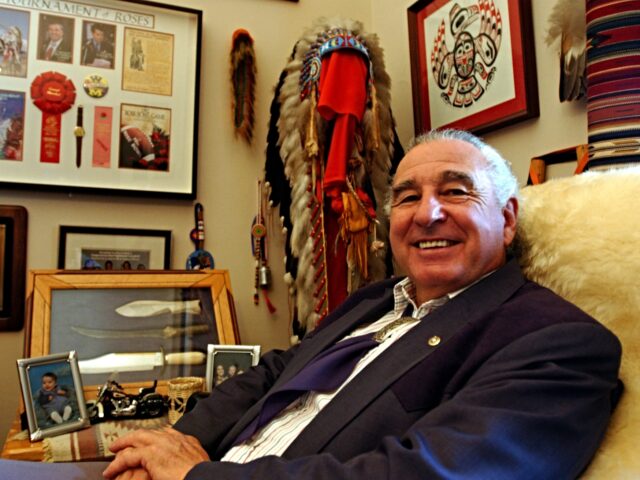 UNITED STATES - FEBRUARY 27: Ben Nighthorse Campbell, R-CO., in his office in the Russell