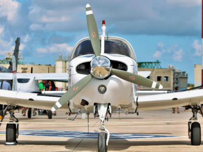 Modern Private Jet on Airfield
