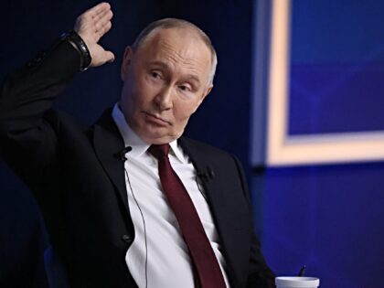 MOSCOW, RUSSIA - DECEMBER 19: Russian President Vladimir Putin speaks during his annual jo