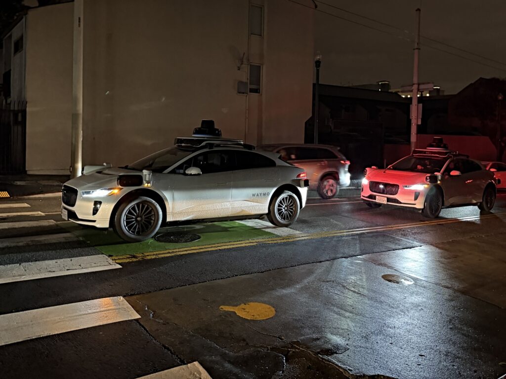 SAN FRANCISCO, CA - DECEMBER 20: Waymo driverless car is not able to detect traffic lights after a major power outage in San Francisco, California, United States on December 20, 2025. (Photo by Tayfun Coskun/Anadolu via Getty Images)