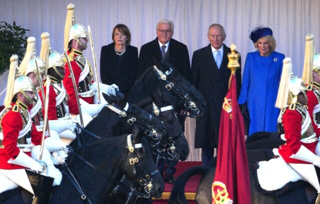 Britain's King Charles III, Queen Camilla, German President Frank-Walter Steinmeier a