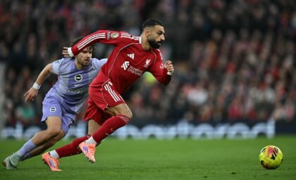 Liverpool forward Mohamed Salah came off the substitutes' bench against Brighton