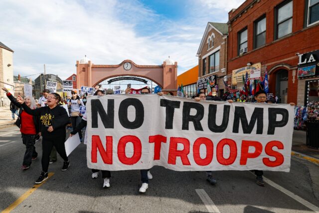 Protesters in Chicago opposed US President Donald Trump's deployment of the National