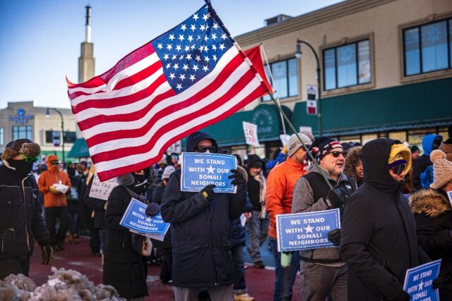 Protesters in Minneapolis braved frigid temperatures to rally to protect Somali immigrants