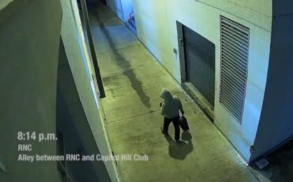 A screengrab from surveillance footage released by the FBI of the suspected pipe bomber