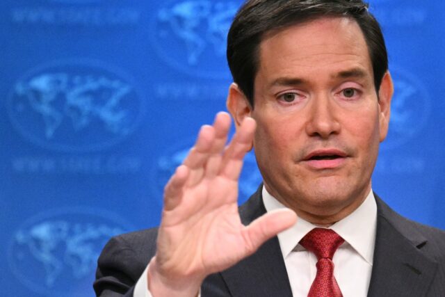 US Secretary of State Marco Rubio speaks during an end-of-year press conference