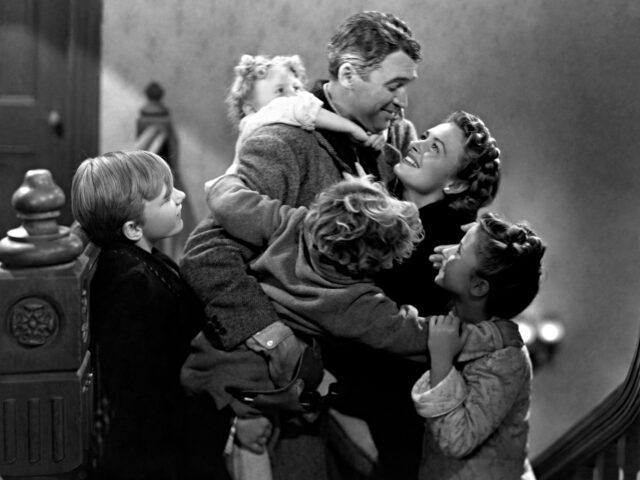 Clockwise from top: James Stewart, Donna Reed, Carol Coombs, Jimmy Hawkins, Larry Simms an