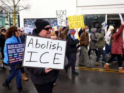 Hundreds of people march against ICE in response to events in Minneapolis, United States,