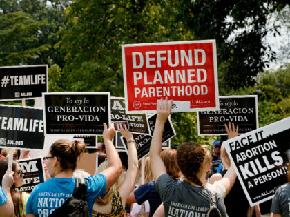 WASHINGTON, DC - JULY 28: Anti-abortion activists hold a rally opposing federal funding fo