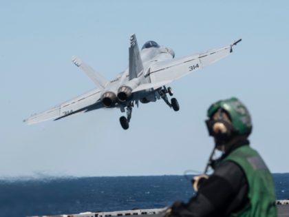 An F/A-18E Super Hornet, assigned to the “Knighthawks” of Strike Fighter Squadron (VFA