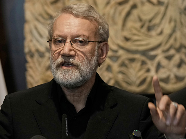 Title: Lebanon Iran Image ID: 25225408002313 Article: Iranian Secretary of Supreme National Security Council Ali Larijani, speaks during a press conference after his meeting with the Lebanese parliament speaker Nabih Berri, in Beirut, Lebanon, Wednesday, Aug. 13, 2025. (AP Photo/Bilal Hussein)