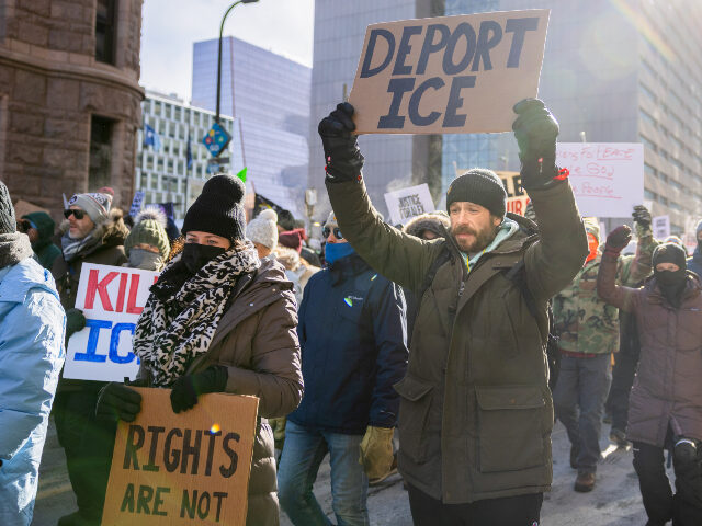 Anti-ICE Demonstrators against the ongoing Immigration and Customs Enforcement (ICE) deployment mar