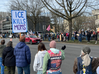 Anti-ICE Protest Eugene, Oregon Protesters in Eugene, Oregon after the murder of Renee Good by ICE agents. (Photo by: Marl