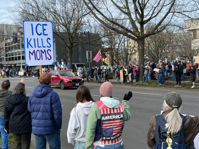 Anti-ICE Protest Eugene, Oregon Protesters in Eugene, Oregon after the murder of Renee Good by ICE agents. (Photo by: Marl