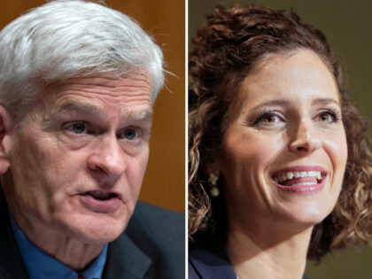 FILE - This photo combination shows Sen. Bill Cassidy, R-La., left, in Washington, Sept. 1