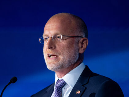 Brendan Carr, commissioner at the Federal Communications Commission (FCC), speaks during t