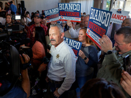 RIVERSIDE, CA - FEBRUARY 17, 2025: Riverside County Sheriff Chad Bianco speaks with the pr