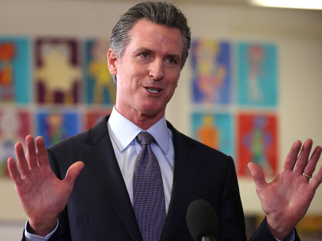 California Gov. Gavin Newsom speaks during a news conference after meeting with students a