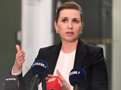 Danish Prime Minister Mette Frederiksen holds a press conference after Ukrainian President