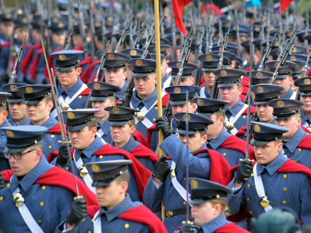 RICHMOND, VA - JANUARY 15: Cadets of the Virginia Military Institute march in the inaugura