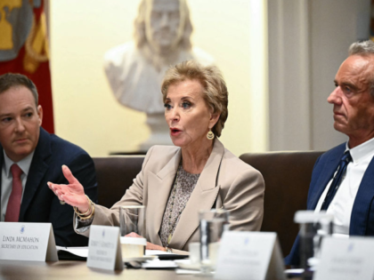 US Secretary of Education Linda McMahon (C), alongside EPA Administrator Lee Zeldin (L) an