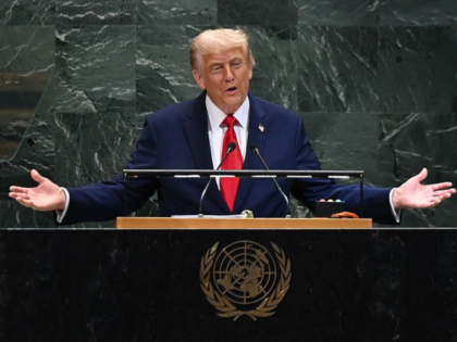 U.S. President Donald Trump delivers a speech during the General Debate of the 80th sessio