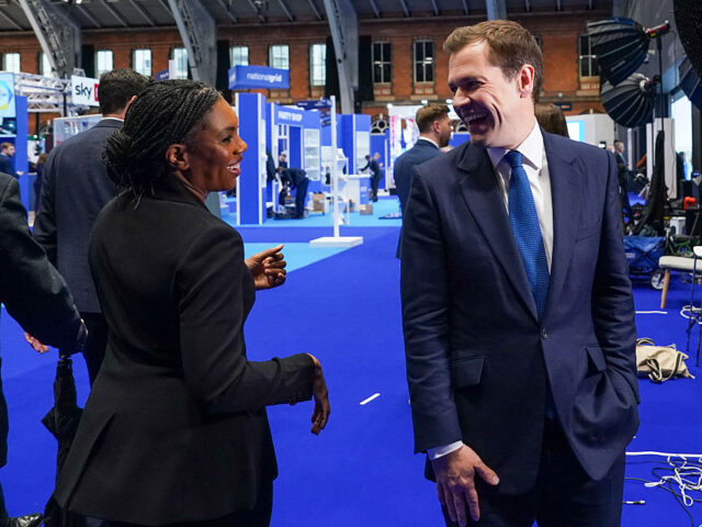 MANCHESTER, ENGLAND - OCTOBER 07: Conservative Party leader Kemi Badenoch interacts with S