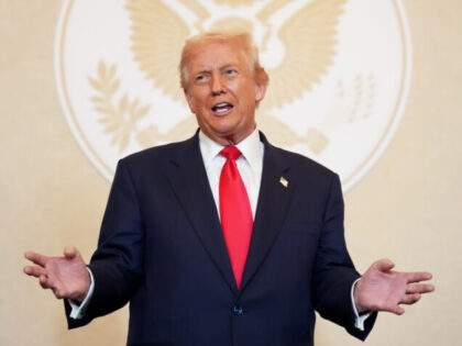 TOKYO, JAPAN - OCTOBER 28: U.S. President Donald Trump speaks during a meeting with busine