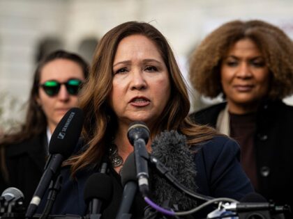 Representative Adelita Grijalva, a Democrat from Arizona, during a news conference outside