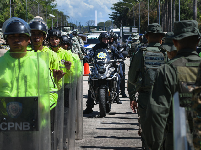 Members of the Bolivarian National Police attend the launch of "Plan Republica," a securit