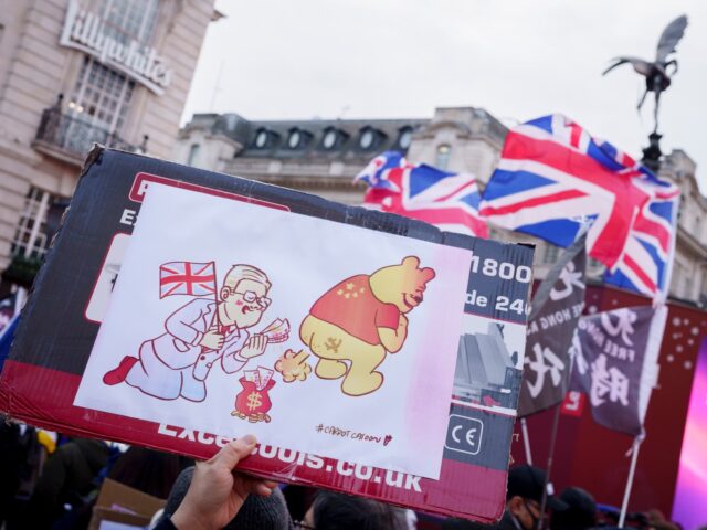 Members of the Chinese community in London protest against the proposal by the Chinese gov