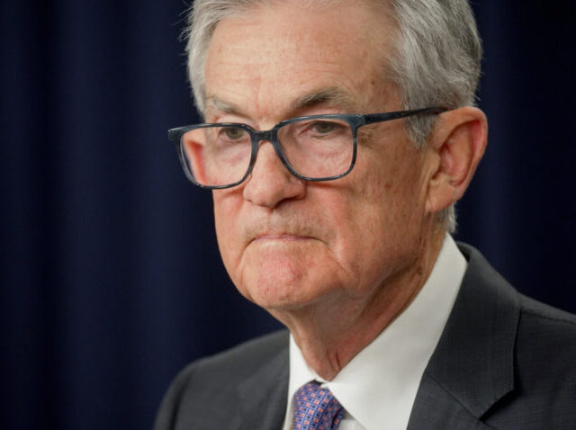 Jerome Powell, chairman of the US Federal Reserve, during a news conference following a Fe