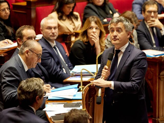 France's Justice Minister Gerald Darmanin attends a session of questions to the government