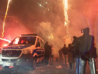 Fireworks and firecrackers are seen during the celebration of the countdown to the New Yea