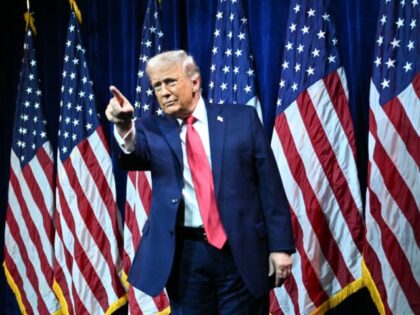 US-POLITICS-TRUMP-GOP US President Donald Trump departs after he delivered remarks at the House Republican Party