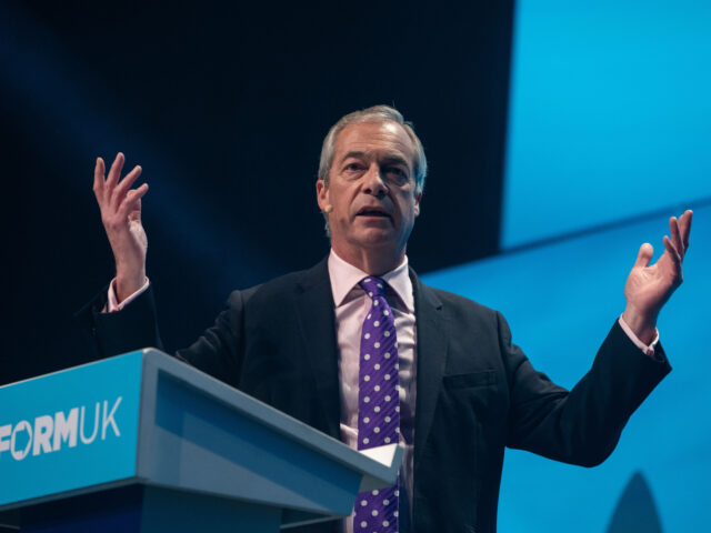 LONDON, UK - JANUARY 09: Reform UK leader Nigel Farage speaks during a party rally in Lond