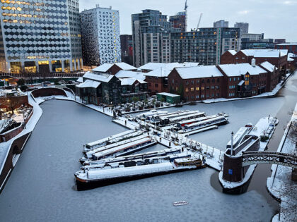 BIRMINGHAM, UNITED KINGDOM - JANUARY 09: In this aerial view overnight snow covers the his