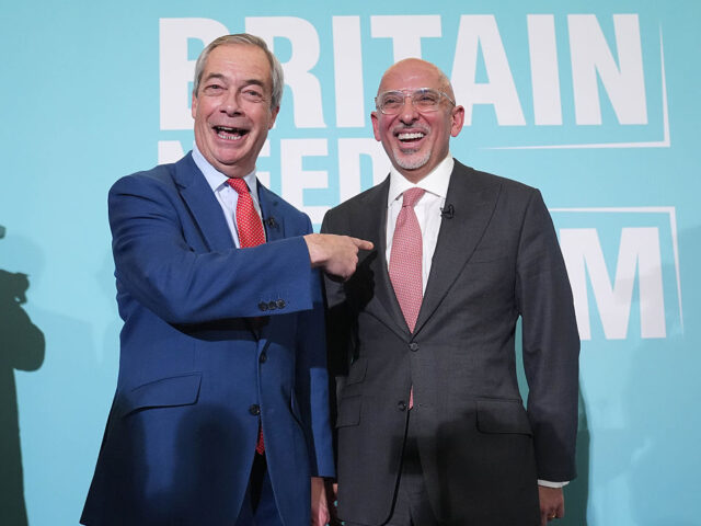 Reform Party leader Nigel Farage (left) with Nadhim Zahawi during a Reform UK press confer