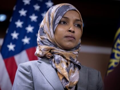 WASHINGTON, DC - JANUARY 13: Congresswoman Ilhan Omar (D-MN) is seen at a press conference
