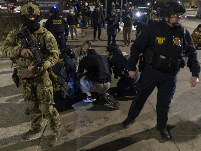 MINNEAPOLIS, MINNESOTA, U.S. â" JANUARY 15: Federal immigration officers arrest a protest