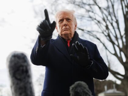 WASHINGTON, DC - JANUARY 16: President Donald Trump speaks to reporters on the South Lawn