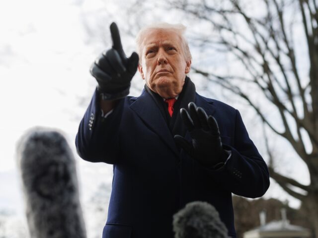 WASHINGTON, DC - JANUARY 16: President Donald Trump speaks to reporters on the South Lawn
